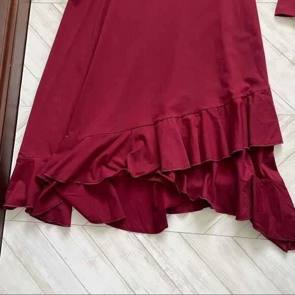 Burgundy Faux Wrap Midi Dress size Large - Picture 5 of 8